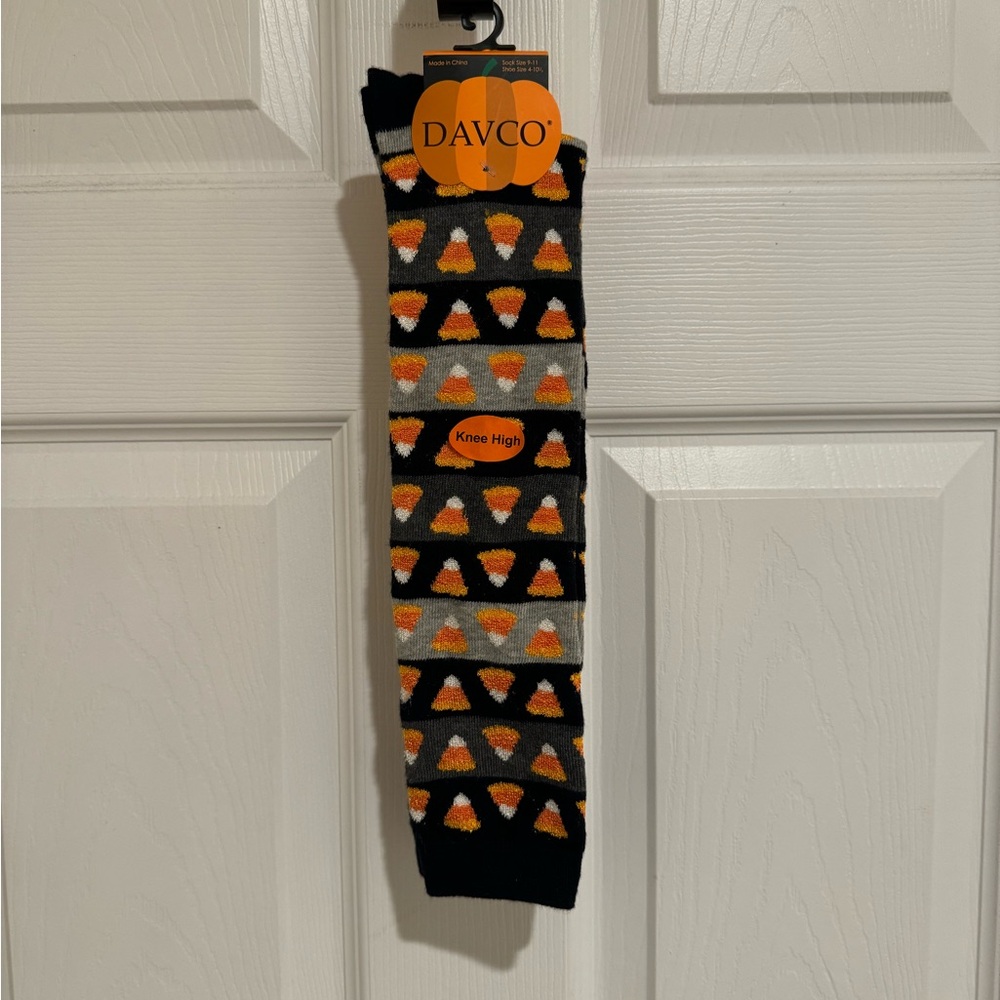 Halloween Candy Corn Knee High Socks, Size 9-11, Shoe Size 4-10.5, Novelty Socks